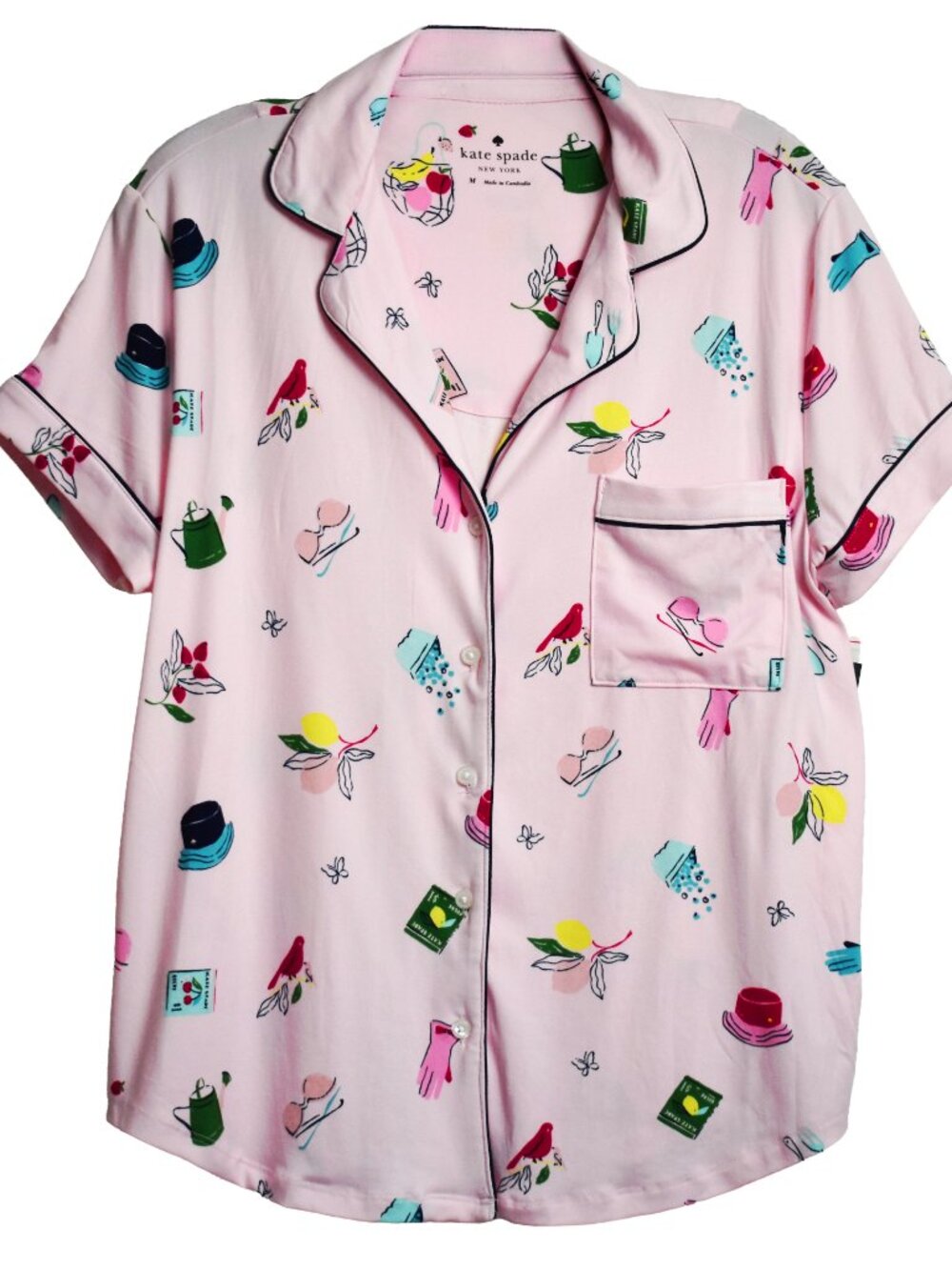 Kate Spade Women’s Pajama Short Sleeve Top Capri Pants 2-Pc Lounge PJ Set Size M - Picture 4 of 7